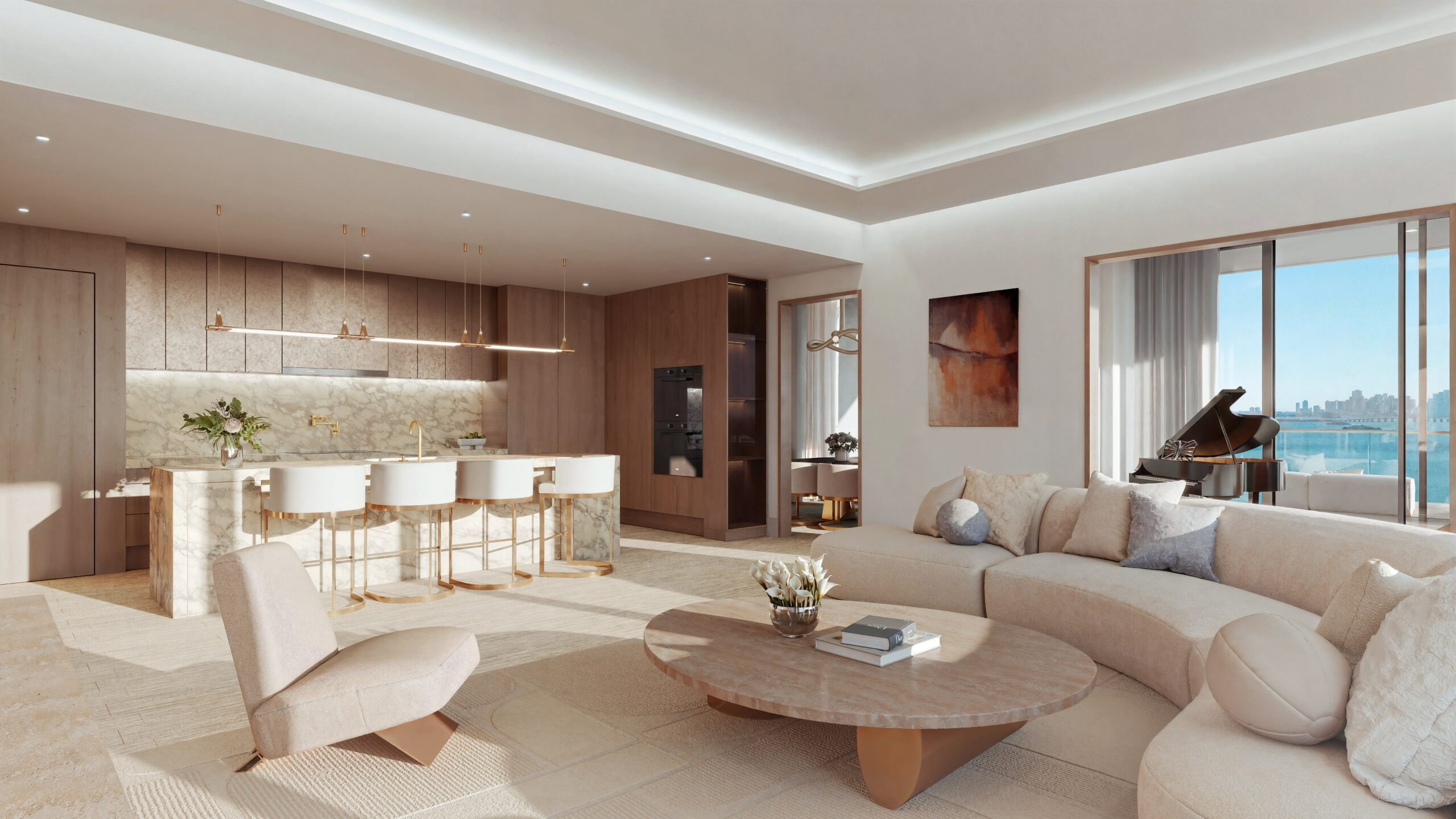 Penthouse - Living Room & Kitchen Area